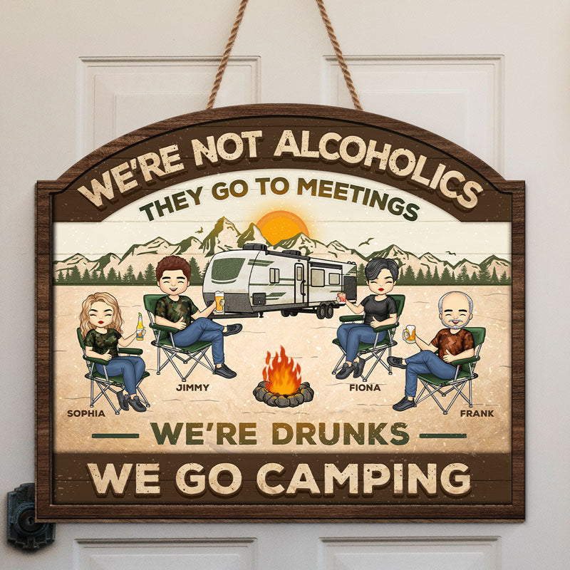 Nous allons camper - Panneau en bois personnalisé pour décoration d'intérieur - Cadeau de pendaison de crémaillère pour les meilleurs amis, les meilleures amies, les sœurs et les amateurs de camping
