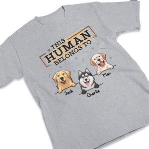 Cet humain m'appartient, bébé en fourrure - T-shirt unisexe personnalisé pour chien, sweat à capuche, sweat-shirt - Fête des pères, cadeau pour les propriétaires d'animaux, amoureux des animaux