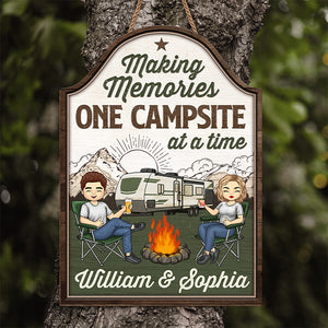Camping Partners For Life - Camping Personalized Custom Shaped Home Decor Wood Sign - House Warming Gift For Couples, Husband Wife, Camping Lovers