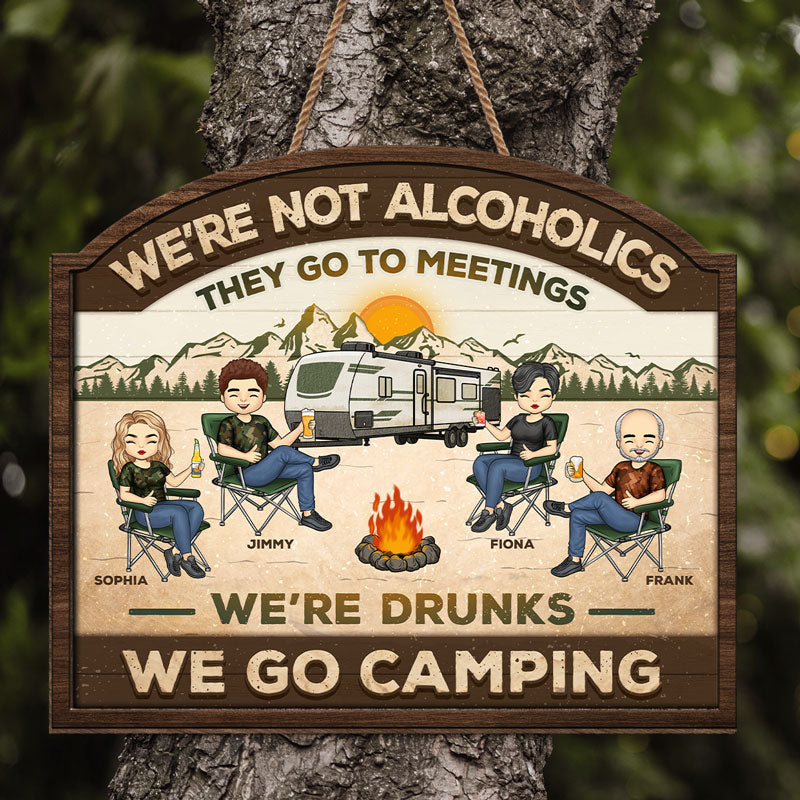 Nous allons camper - Panneau en bois personnalisé pour décoration d'intérieur - Cadeau de pendaison de crémaillère pour les meilleurs amis, les meilleures amies, les sœurs et les amateurs de camping