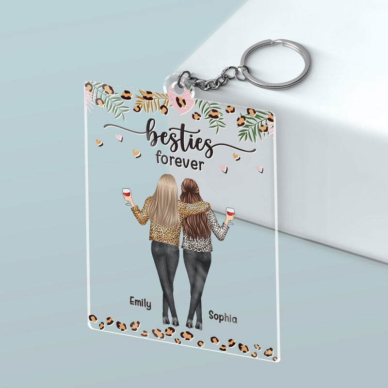Nous sommes sœurs pour toujours - Porte-clés rectangulaire personnalisé en acrylique - Cadeau pour meilleures amies, meilleures amies, sœurs