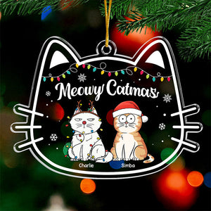 Meowy Catmas - Décoration de chat personnalisée en acrylique - Cadeau de Noël pour les propriétaires et les amoureux des animaux