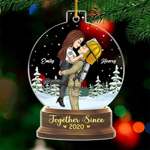 Ensemble, c'est un endroit merveilleux où être - Ornement personnalisé pour couple - Boule à neige en acrylique - Cadeau de Noël pour mari, femme, anniversaire, professions