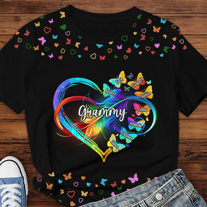 Nous sommes tout autour de vous - T-shirt unisexe personnalisé imprimé sur toute la surface - Cadeau de fête des mères, d'anniversaire pour grand-mère