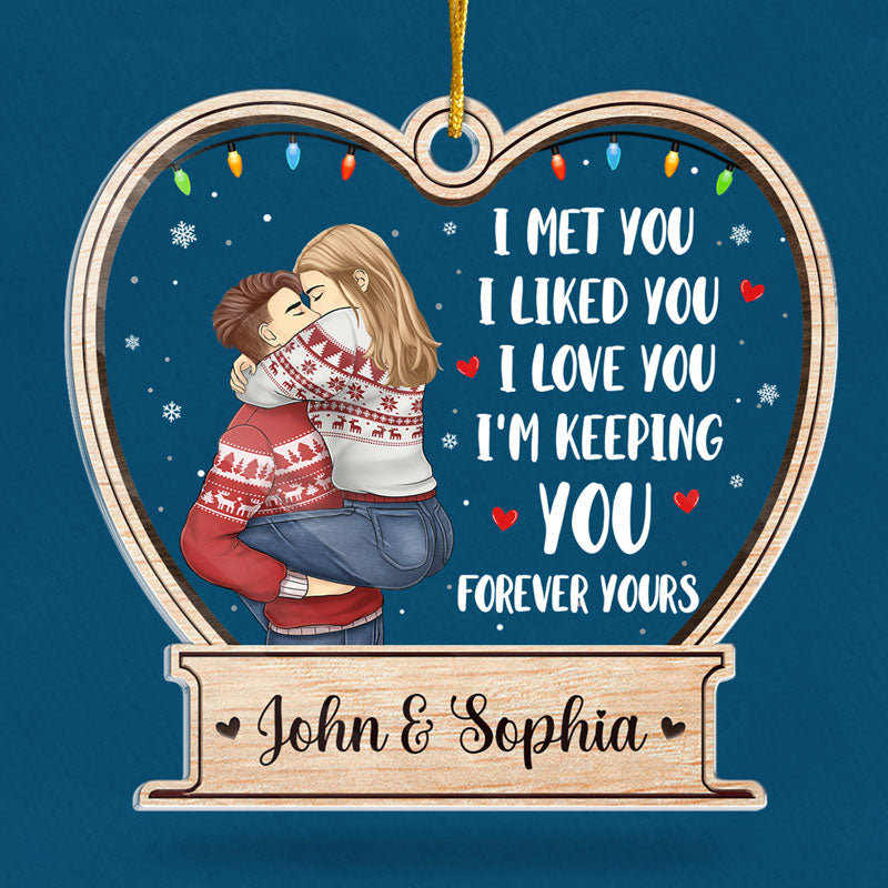 Je t'aime pour toujours - Ornement personnalisé pour couple - Forme personnalisée en acrylique - Cadeau de Noël pour mari et femme, anniversaire