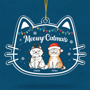 Meowy Catmas - Décoration de chat personnalisée en acrylique - Cadeau de Noël pour les propriétaires et les amoureux des animaux