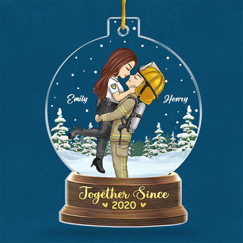 Ensemble, c'est un endroit merveilleux où être - Ornement personnalisé pour couple - Boule à neige en acrylique - Cadeau de Noël pour mari, femme, anniversaire, professions