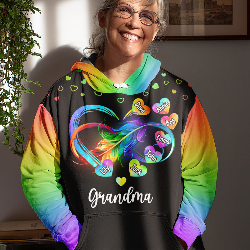 Grand-mère est une bénédiction - Sweat à capuche unisexe personnalisé imprimé sur toute la surface - Fête des Mères, cadeau pour grand-mère