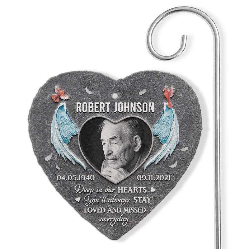 Photo personnalisée que vous serez toujours aimé - Mémorial personnalisé Ardoise de jardin commémorative et crochet - Cadeau de condoléances, cadeau pour les membres de la famille