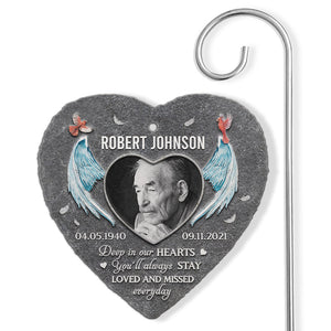 Photo personnalisée que vous serez toujours aimé - Mémorial personnalisé Ardoise de jardin commémorative et crochet - Cadeau de condoléances, cadeau pour les membres de la famille