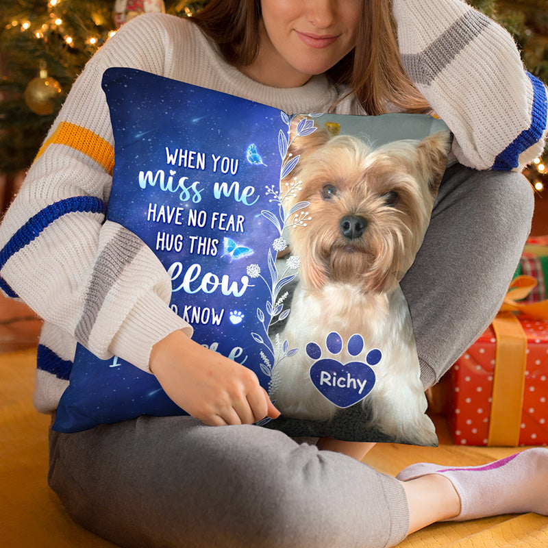 Photo personnalisée Mon amour pour toi est toujours là - Coussin personnalisé commémoratif - Cadeau de condoléances, cadeau pour propriétaires d'animaux, amoureux des animaux
