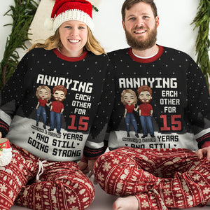 Sweat-shirt de Noël unisexe personnalisé et moche, en laine, imprimé intégral, idéal pour un couple, un mari ou une femme, pour un anniversaire, des fiançailles, un mariage ou Noël.