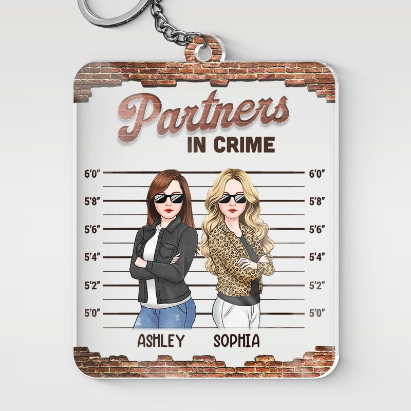 Partners In Crime - Besties Personalized Custom Rectangle Shaped Acrylic Keychain - Gift For Best Friends, BFF, Sisters