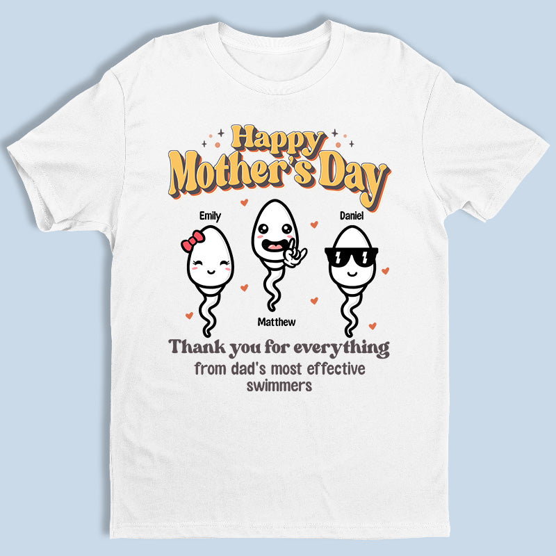 Remerciements des nageurs les plus rapides de papa - T-shirt, sweat à capuche et sweat-shirt unisexe personnalisé pour la famille - Cadeau de fête des mères et d'anniversaire pour maman