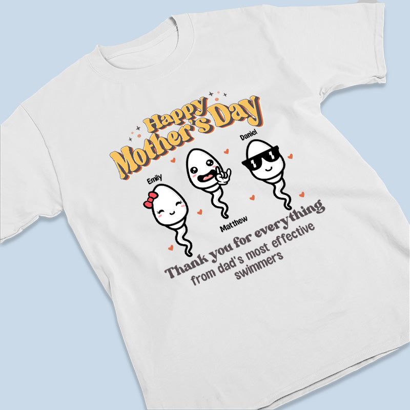 Remerciements des nageurs les plus rapides de papa - T-shirt, sweat à capuche et sweat-shirt unisexe personnalisé pour la famille - Cadeau de fête des mères et d'anniversaire pour maman