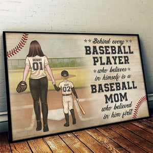 Joueur de baseball qui croit en lui-même - Affiche horizontale personnalisée pour la famille - Cadeau pour les membres de la famille