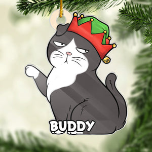 Petit fauteur de troubles du Père Noël – Ornement personnalisé en acrylique en forme de chat – Cadeau de Noël pour les propriétaires et les amoureux des animaux