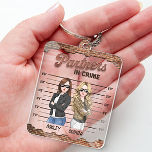 Partners In Crime - Besties Personalized Custom Rectangle Shaped Acrylic Keychain - Gift For Best Friends, BFF, Sisters