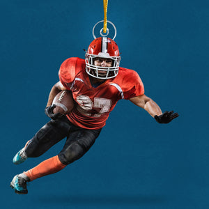 Décoration de football américain personnalisée avec photo 2023 - Décoration sportive personnalisée - Acrylique de forme personnalisée - Cadeau de Noël pour les joueurs de football et les amateurs de football américain