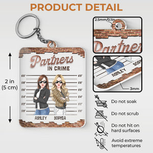 Partners In Crime - Besties Personalized Custom Rectangle Shaped Acrylic Keychain - Gift For Best Friends, BFF, Sisters