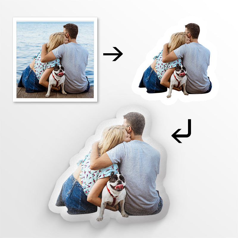 Photo personnalisée pour nos proches - Coussin personnalisé en forme de famille - Cadeau pour les membres de la famille