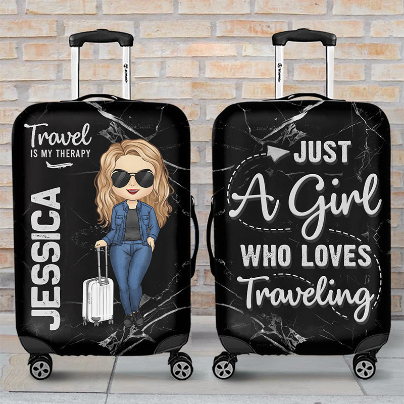 Une fille qui aime voyager - Housse de bagage personnalisée - Cadeau pour les amoureux du voyage