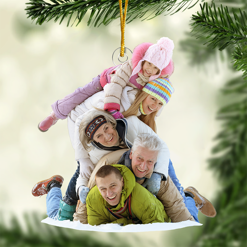 Photo personnalisée « Il n'y a pas d'endroit comme la maison » - Ornement personnalisé familial personnalisé - Forme personnalisée en acrylique - Cadeau de Noël pour les membres de la famille