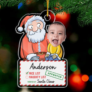 Photo personnalisée pour bébé et enfant - Liste des gentils du Père Noël - Décoration familiale personnalisée - Forme personnalisée en acrylique - Cadeau de Noël pour bébé et nouveau-né