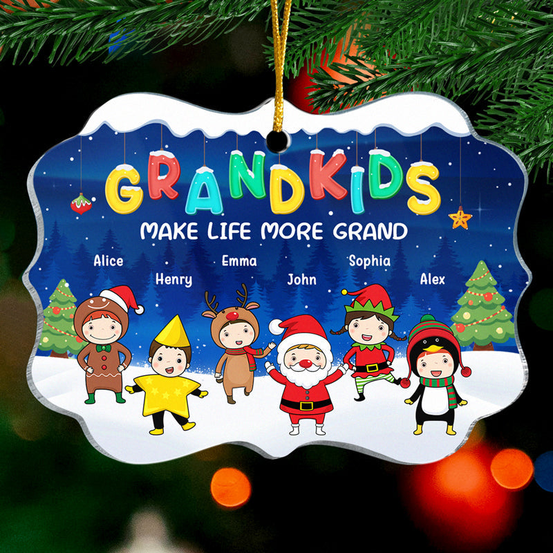 J'aime mes petits-enfants jusqu'à la lune et retour - Décoration familiale personnalisée - Forme Benelux en acrylique - Cadeau de Noël pour grand-mère, grand-père