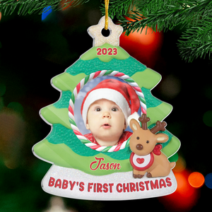 Décoration de Noël personnalisée pour bébé - Décoration de Noël personnalisée en acrylique en forme de sapin - Cadeau de Noël pour les membres de la famille