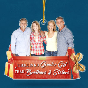 Siblings Custom Photo The Christmas Spirit Lives Here - Family Personalized Custom Ornament - Acrylic Custom Shaped - Christmas Gift For Siblings, Brothers, Sisters, Cousins, Friends
