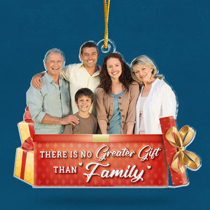 Photo personnalisée de famille : l'esprit de Noël vit ici - Ornement personnalisé familial personnalisé - Forme personnalisée en acrylique - Cadeau de Noël pour les membres de la famille