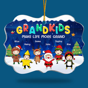 J'aime mes petits-enfants jusqu'à la lune et retour - Décoration familiale personnalisée - Forme Benelux en acrylique - Cadeau de Noël pour grand-mère, grand-père