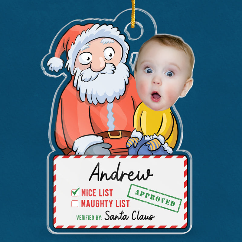 Photo personnalisée pour bébé et enfant - Liste des gentils du Père Noël - Décoration familiale personnalisée - Forme personnalisée en acrylique - Cadeau de Noël pour bébé et nouveau-né