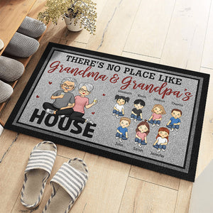 Bienvenue chez grand-mère et grand-père - Tapis décoratif personnalisé pour la famille - Cadeau pour grand-mère et grand-père