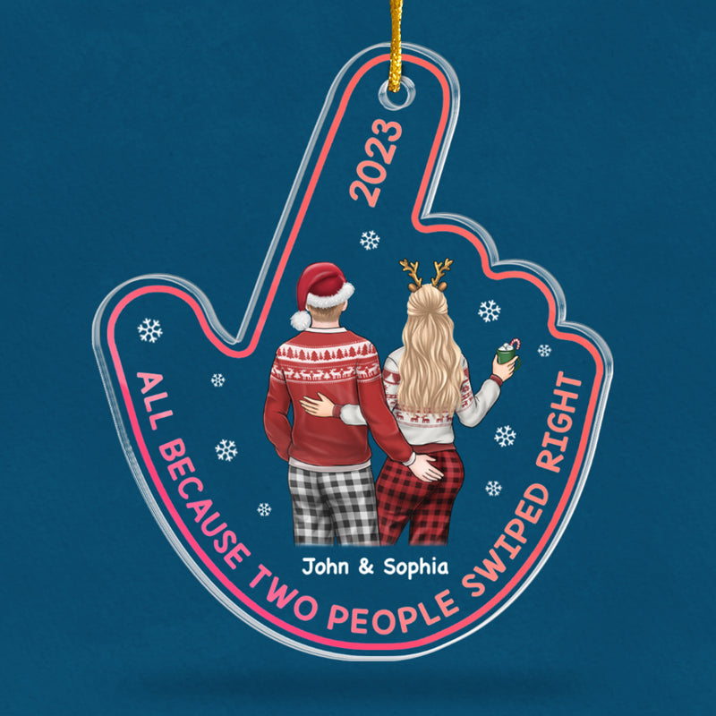 Coup de foudre au premier coup – Ornement personnalisé pour couple – Forme personnalisée en acrylique – Cadeau de Noël pour mari et femme, anniversaire