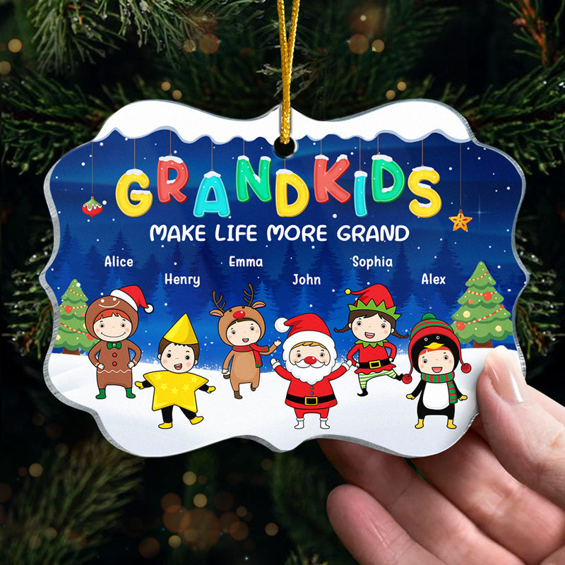 J'aime mes petits-enfants jusqu'à la lune et retour - Décoration familiale personnalisée - Forme Benelux en acrylique - Cadeau de Noël pour grand-mère, grand-père