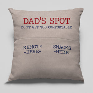 Notre place pour papa - Coussin de poche personnalisé pour la famille - Cadeau de fête des pères, d'anniversaire pour papa, grand-père