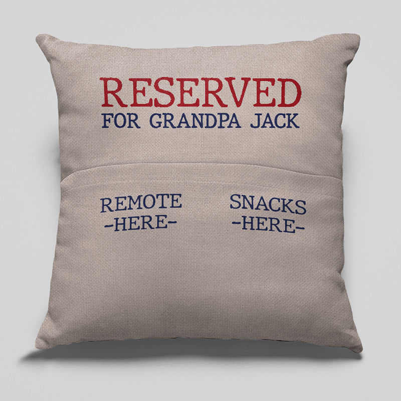 Réservé à papa - Coussin de poche personnalisé pour la famille - Cadeau de fête des pères, d'anniversaire pour papa, grand-père