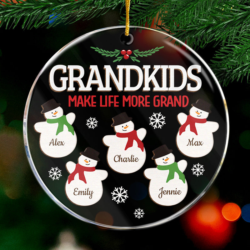 Les petits-enfants rendent la vie plus belle - Décoration familiale personnalisée - Forme ronde en acrylique - Cadeau de Noël pour grand-mère