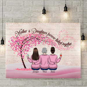 Mère et filles unies pour toujours - Toile horizontale personnalisée pour la famille - Cadeau de fête des mères et d'anniversaire pour maman