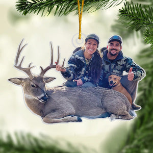 Photo personnalisée : Noël nous rassemble - Décoration de chasse personnalisée - Acrylique en forme personnalisée - Cadeau de Noël pour les amateurs de chasse