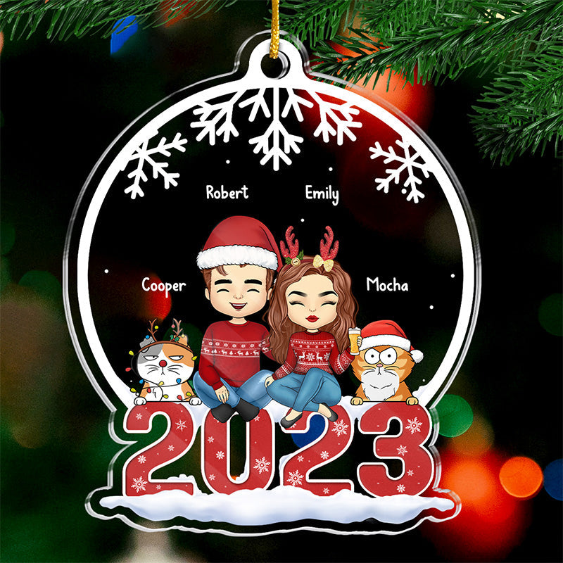 Embrassez l'esprit de Noël - Ornement personnalisé en forme de chat - Acrylique - Cadeau de Noël pour les propriétaires et les amoureux des animaux