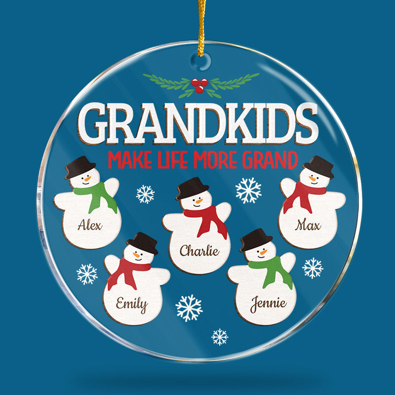 Les petits-enfants rendent la vie plus belle - Décoration familiale personnalisée - Forme ronde en acrylique - Cadeau de Noël pour grand-mère