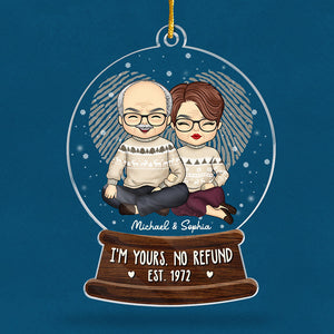 Je suis à toi, pas de remboursement ! Ornement personnalisé pour couple ! Boule à neige en acrylique ! Cadeau de Noël pour mari et femme, anniversaire