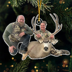 Photo personnalisée : Noël nous rassemble - Décoration de chasse personnalisée - Acrylique en forme personnalisée - Cadeau de Noël pour les amateurs de chasse