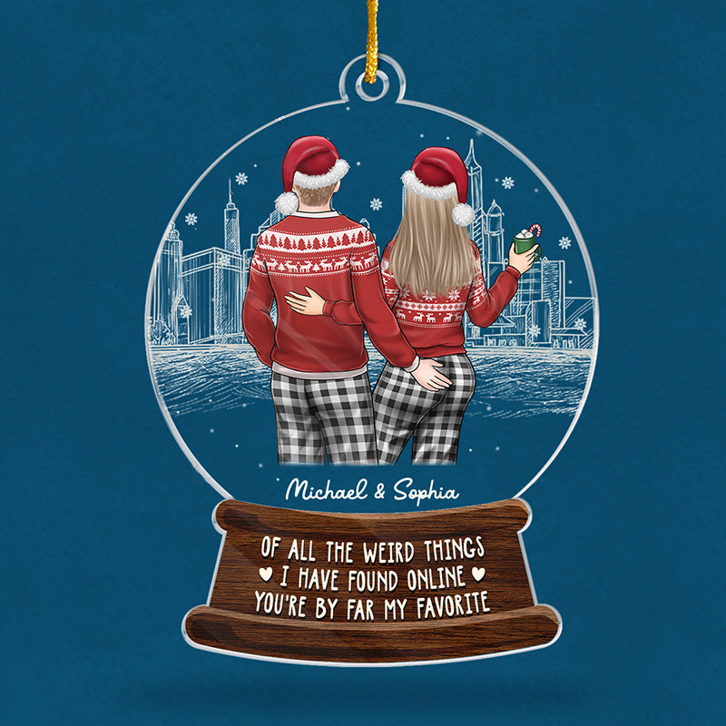 Tu es de loin mon préféré - Ornement personnalisé pour couple - Boule à neige en acrylique - Cadeau de Noël pour mari et femme, anniversaire