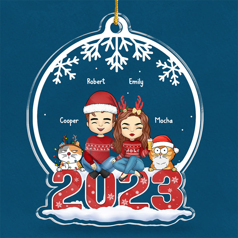 Embrassez l'esprit de Noël - Ornement personnalisé en forme de chat - Acrylique - Cadeau de Noël pour les propriétaires et les amoureux des animaux