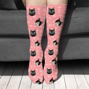 Image d'animal de compagnie en couleur - Cadeau pour les amoureux des chats - Chaussettes personnalisées