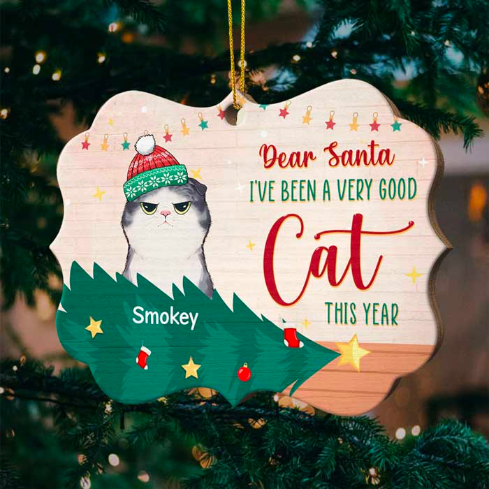 J'ai été un très bon chat cette année - Décoration de Noël en bois personnalisée en forme de Benelux - Télécharger une image, cadeau pour les amoureux des animaux, cadeau de Noël